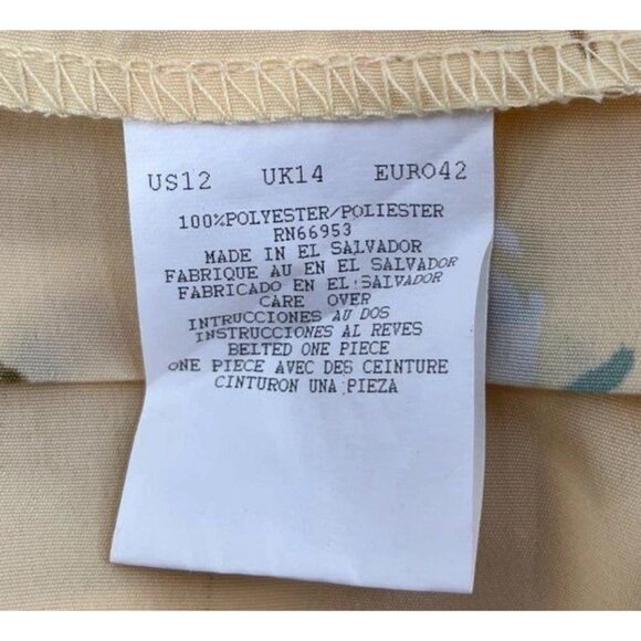 Vtg Leslie Fay Women's Floral Yellow Blouson Dress Sz 12 Flowy Retro Modest - Picture 7 of 8